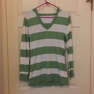 Aeropostale Green and White Striped Shirt